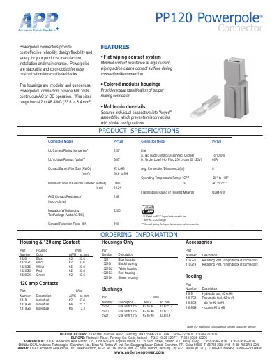 Anderson PP120 Powerpole Manual - cover page