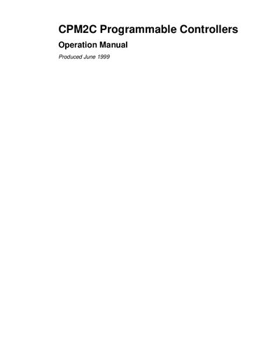 OMRON CPM2C Programmable Controller Operation Manual - cover page