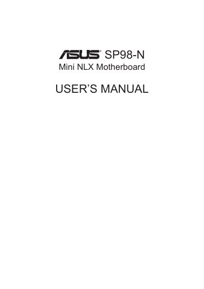ASUS SP98-N User Manual - cover page