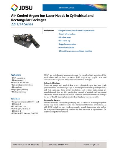 JDSU 2211/14 Series Datasheet - cover page