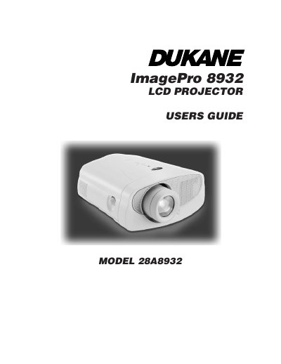 Dukane ImagePro 8932 LCD Projector User's Guide - cover page