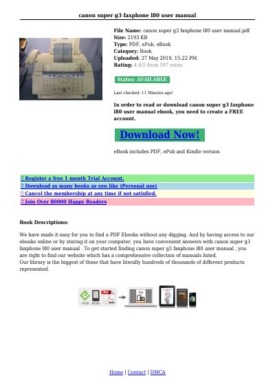 Canon Super G3 Faxphone L80 User Manual - cover page