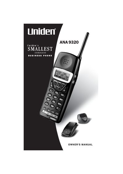 Uniden ANA9320 Cordless Business Phone Owner's Manual - cover page