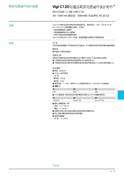 Vigi C120 Residual Current Protective Unit Manual