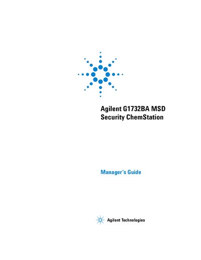 Agilent G1732BA MSD Security ChemStation Manager's Guide - cover page