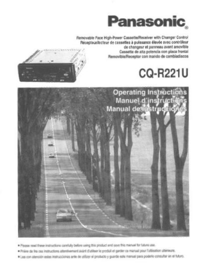 Panasonic CQ-R221U Car Stereo Operating Instructions - cover page