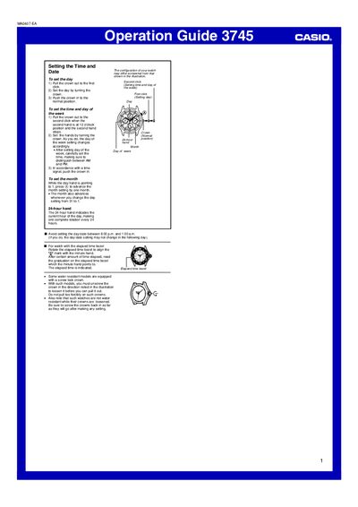 Omega 3745 Watch Operation Guide - cover page