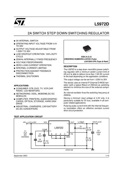 STMicroelectronics L5972D Datasheet - cover page
