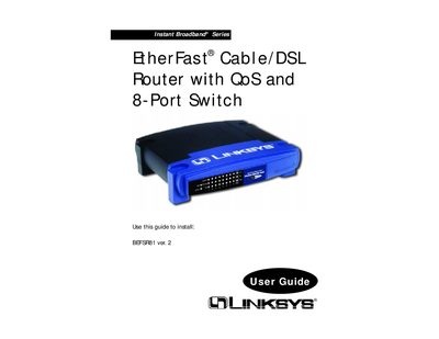 Linksys BEFSR81 Instant Broadband EtherFast Router User Guide - cover page