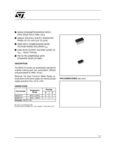 STMicroelectronics MC33174/MC35174 Datasheet - cover page
