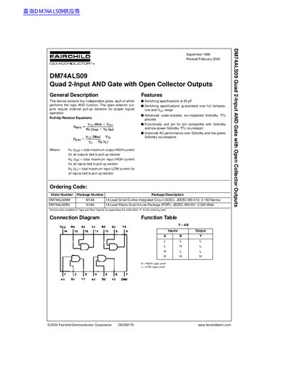 Fairchild Semiconductor DM74ALS09 Quad 2-Input AND Gate Datasheet