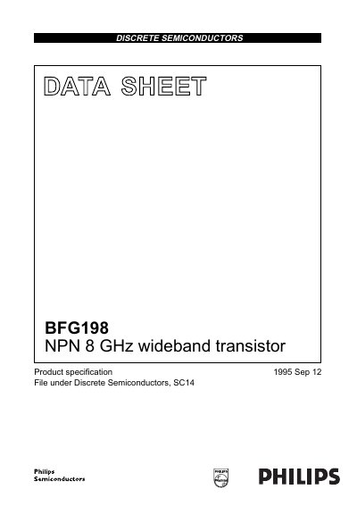 Philips BFG198 NPN 8 GHz Wideband Transistor Datasheet