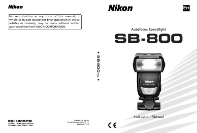 Nikon SB-800 Speedlight User Manual