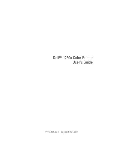 Dell 1250c Color Printer User Manual - cover page