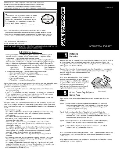 Nintendo Game Boy Advance User Manual