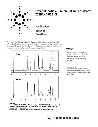Agilent ZORBAX 300SB-C8 Effect of Particle Size on Column Efficiency Technical Note - cover page