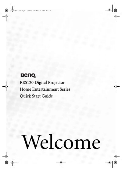 BenQ PE5120 Digital Projector Quick Start Guide