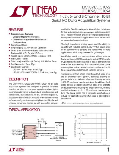 LINEAR TECHNOLOGY - 1 LTC1091/LTC1092 LTC1093/LTC1094 handbook - cover page