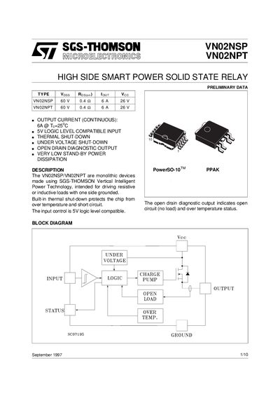 STMICROELECTRONICS -VN02NSP VN02NPT handbook - cover page