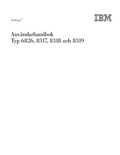 IBM NetVista 6826/8317/8318/8319 User Manual - cover page
