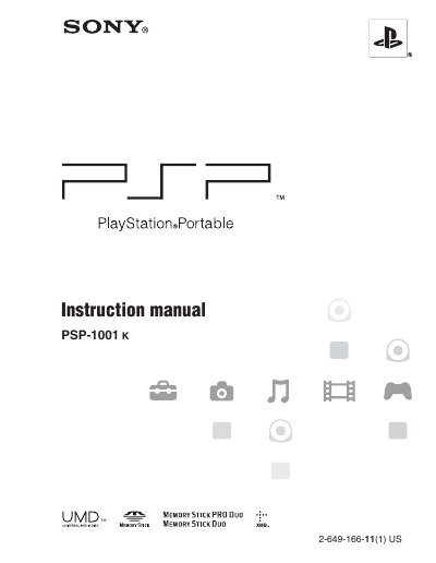 Sony PSP-1001 K Instruction Manual - cover page