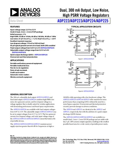 Analog Devices ADP222/ADP223/ADP224/ADP225 Datasheet - cover page