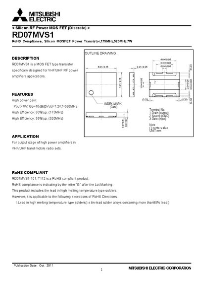 MITSUBISHI RD07MVS1 Manual - cover page