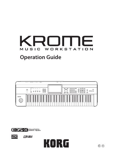 Korg KROME Operation Guide - cover page