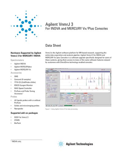Agilent VnmrJ 3 for INOVA/MERCURY Vx/Plus Consoles Data Sheet - cover page
