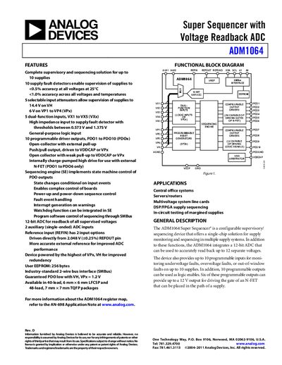 Analog Devices ADM1064 Super Sequencer Product Handbook - cover page