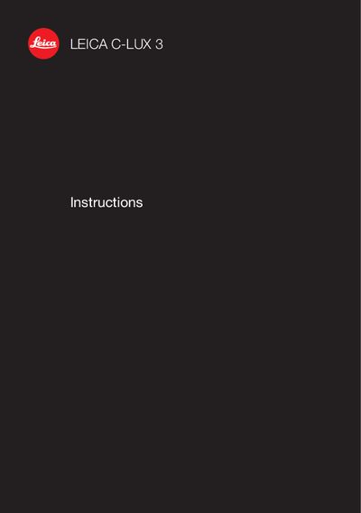 Leica C-LUX 3 User Manual