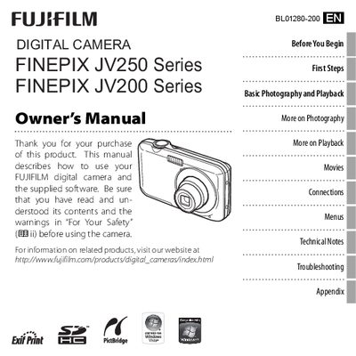 Fujifilm JV250 Digital Camera Owner's Manual - cover page