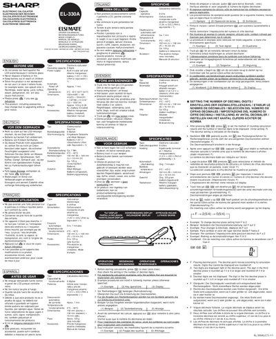 Sharp EL-330A User Manual