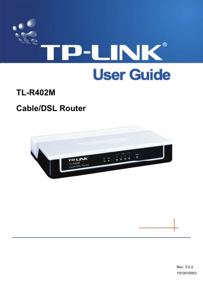 TP-Link TL-R402M Cable/DSL Router User Guide - cover page