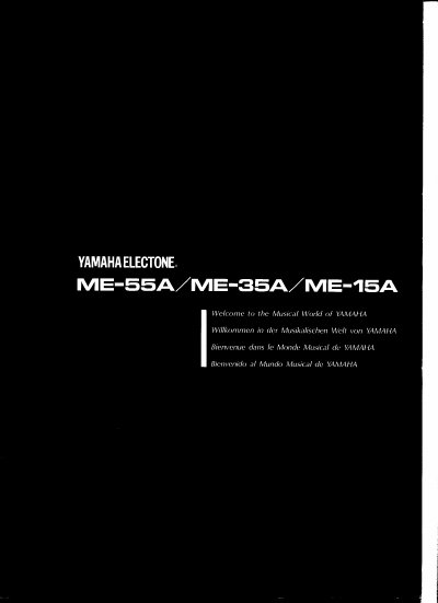 Yamaha ME-55A/ME-35A/ME-15A Electone User Manual - cover page