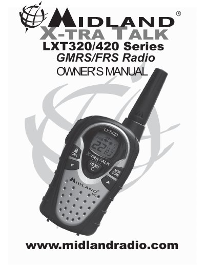 Midland LXT320/420 Series GMRS/FRS Radio Owner's Manual - cover page