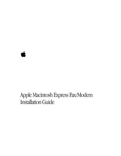 Apple Macintosh Express Fax/Modem Installation Guide - cover page