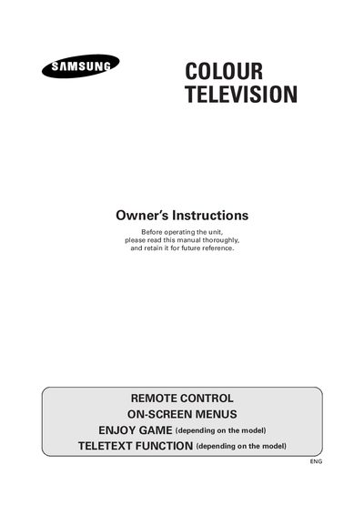Samsung Colour Television Owner's Manual - cover page