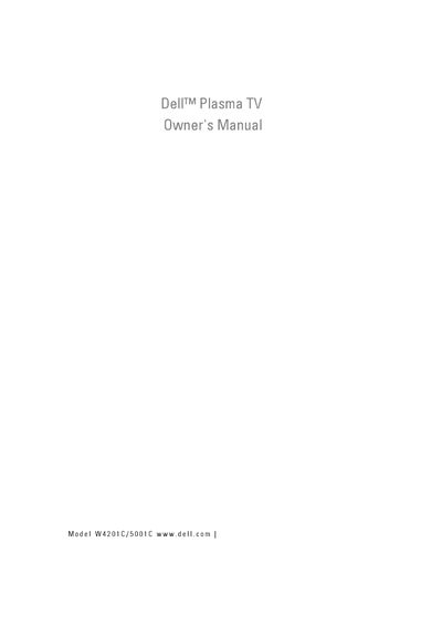 Dell W4201C/5001C Plasma TV Owner's Manual - cover page