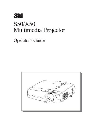 3M S50/X50 Multimedia Projector Operator's Guide - cover page