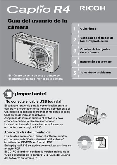 Ricoh Caplio R4 Digital Camera User Guide - cover page