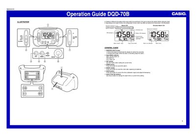 Casio DQD-70B Clock Operation Guide - cover page
