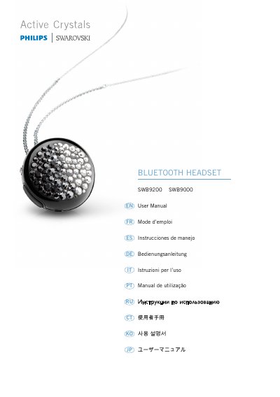 PHILIPS sWB9200 sWB9000 earphone User Guide ( English ) - cover page