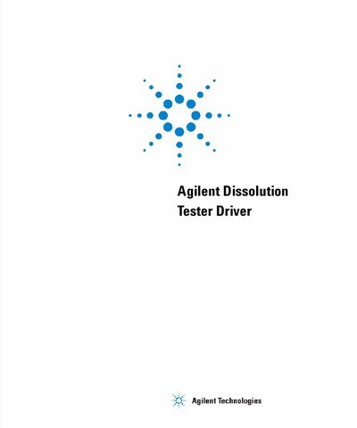 Agilent 7900 Dissolution Tester Driver User's Manual - cover page