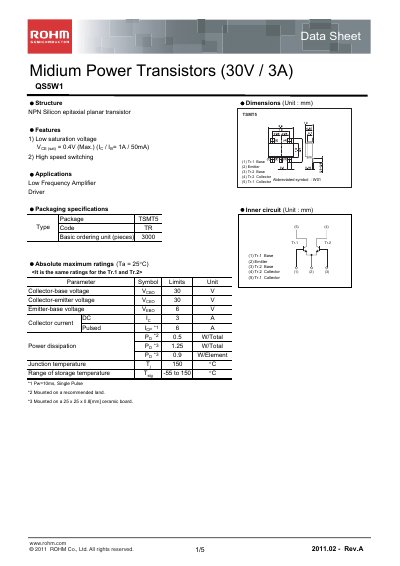 ROHM QS5W1 Datasheet - cover page