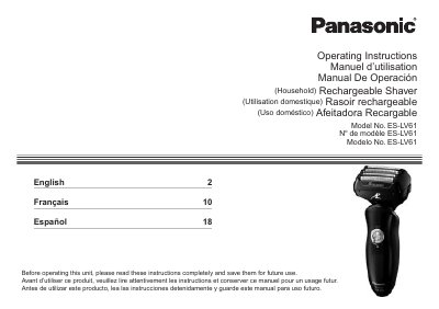 Panasonic ES-LV61 Rechargeable Shaver Operating Instructions - cover page