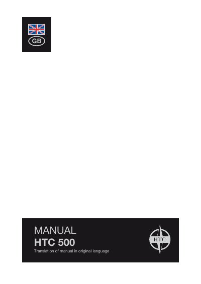 HTC 500 Floor Grinder User Manual - cover page