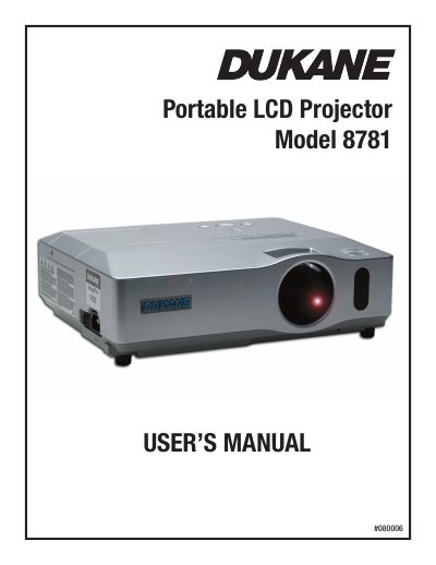 Dukane 8781 Portable LCD Projector User's Manual - cover page