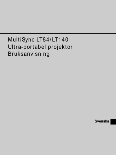 NEC MultiSync LT84/LT140 Projector User Manual - cover page