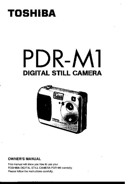 Toshiba PDR-M1 Digital Still Camera Owner's Manual - cover page